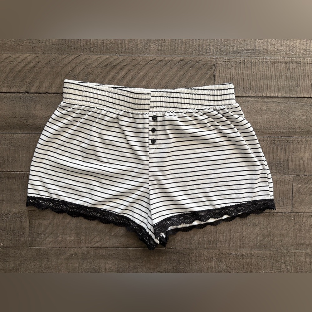 Black and White Striped Shorts Size Small